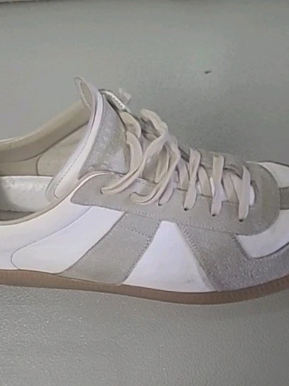Maison Margiela Classic Men's White & Light Gray Leather Suede Sneaker